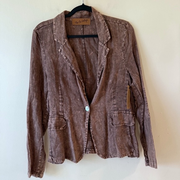 The Nu Vintage Distressed Look Blazer Jacket Sequin elbow patches SZ L New Boho - Picture 1 of 9